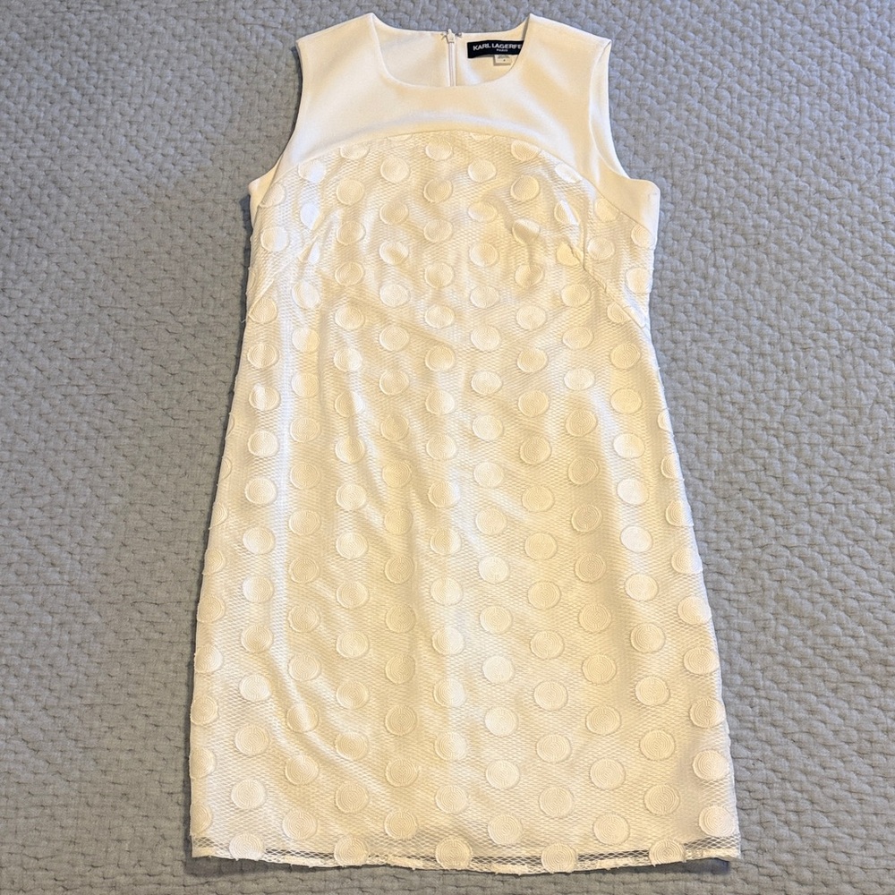 Karl Lagerfeld Cream Circle Pattern Mini Dress